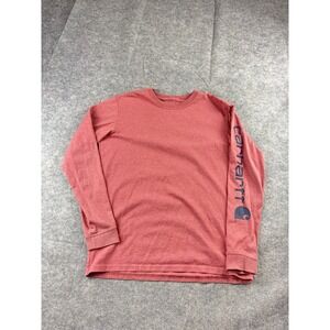 Carhartt Shirt Women's S 4/6 Regular Red K231 Long Sleeve Logo Cotton Polyester